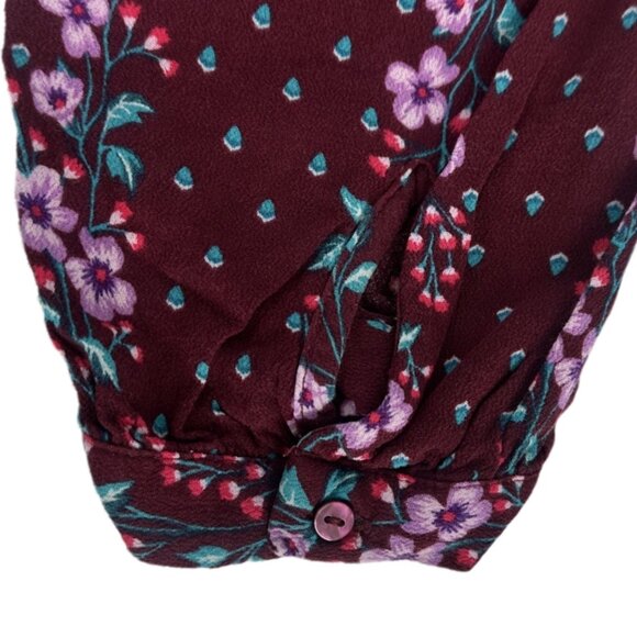 Old Navy Portrait Top Women's Maroon Floral Size Large - Picture 6 of 6